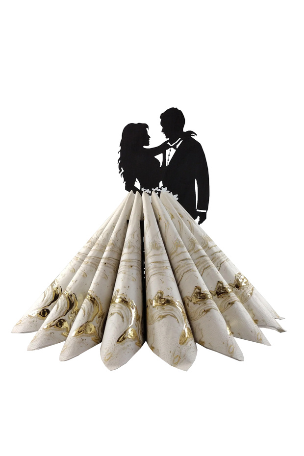 Wooden Napkin Holder Bride Groom.