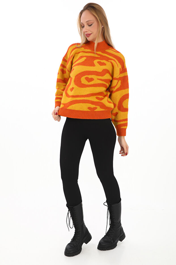 سترة تريكو بياقة مدورة كبيرة الحجم بنمط الفهد - 3