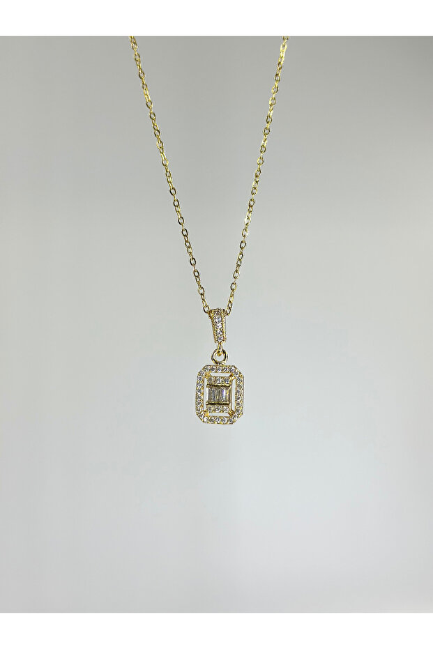 316L Baguette Gold Color Steel Necklace