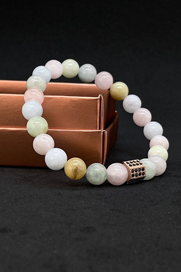 Natural Stone Bracelet Morganite Bracelet a Quality Unisex Natural Stone