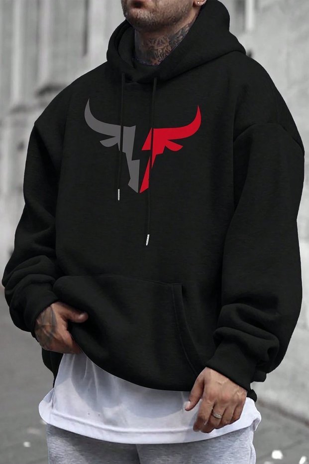 Bull Design Printed Unisex Oversize Sweatshirt