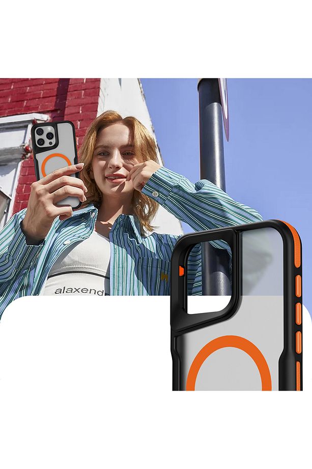 İphone 16 Pro Max Kılıf Köşe Korumalı Mat Magsafe Şarj Özellikli Kamera Yükseltili 3D Renkli Kenarlı - 4