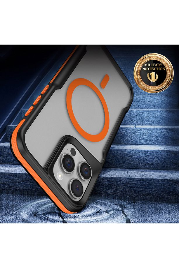 İphone 16 Pro Max Kılıf Köşe Korumalı Mat Magsafe Şarj Özellikli Kamera Yükseltili 3D Renkli Kenarlı - 3