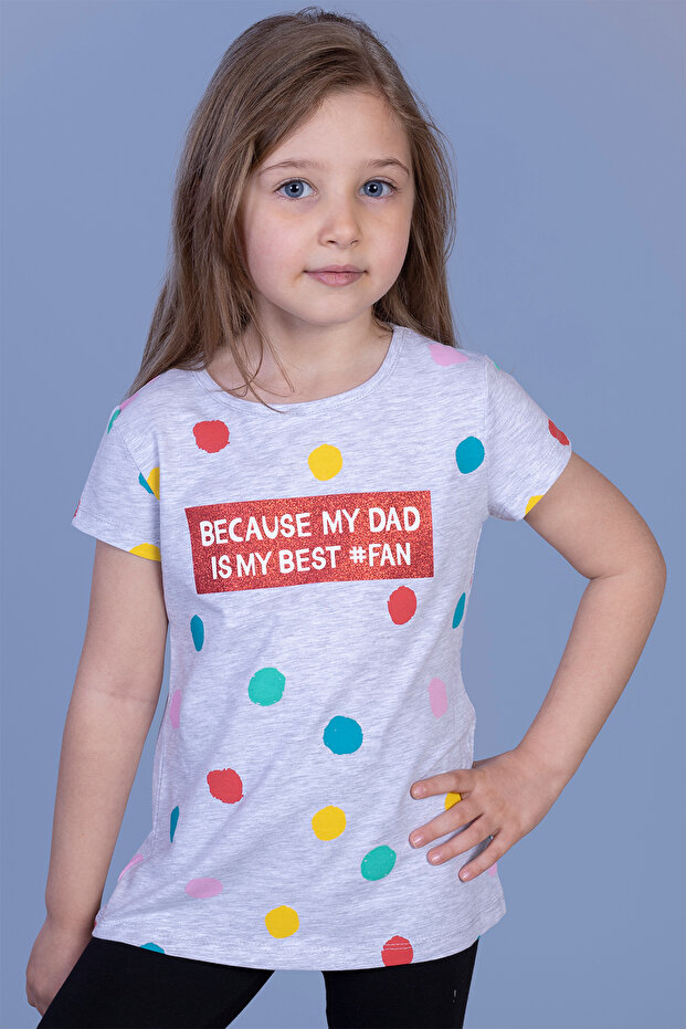 Girl's Colorful Polka Dot Patterned T-shirt