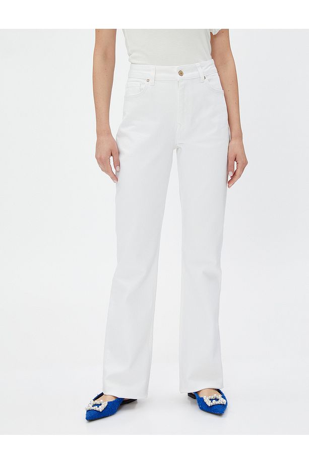 Düz Paça Yüksek Bel Kot Pantolon - 3