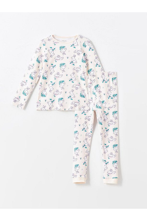 LCW Çocuk Bisiklet Yaka Baskılı Uzun Kollu Kız Çocuk Pijama Takımı - 1