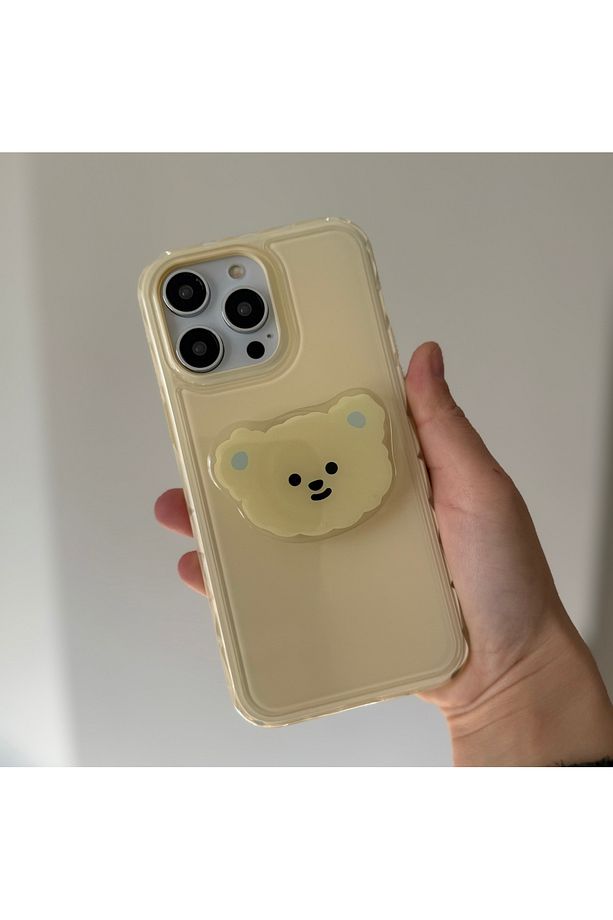 İPHONE 15 PROMAX UYUMLU POP SOCKETLI PARLAK SARI KILIF 2 - 2