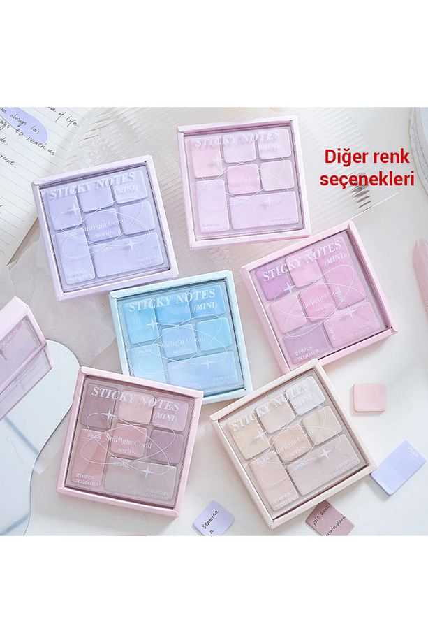 7'li Set Kutulu Renkli Postit Post-it Post It. Kitap Ayracı Ayraç Postit Not Kağıdı 210 Yaprak - 3