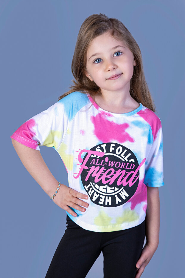 Girl - Tie-Dye Patterned Printed T-Shirt