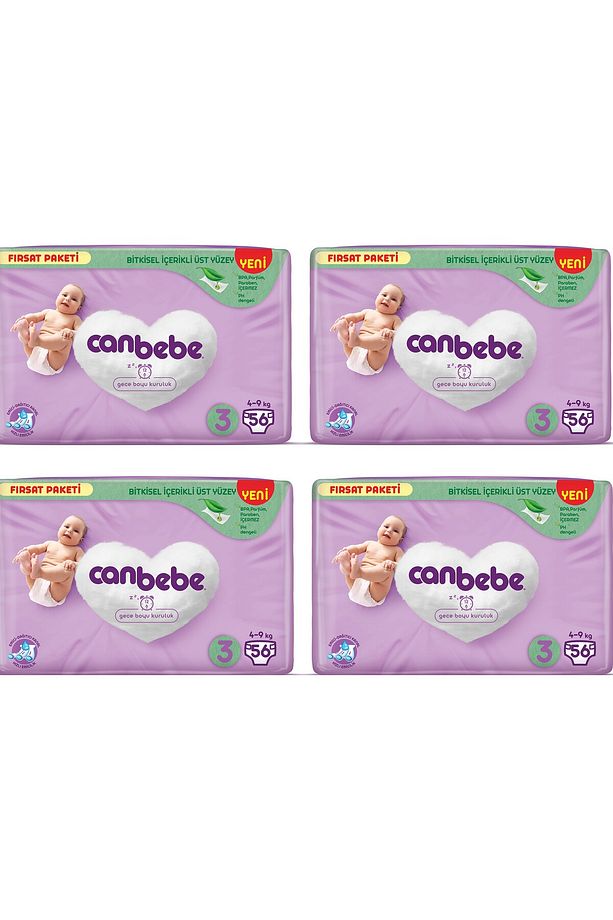 Bebek Bezi Fırsat Paketi 3 Beden Midi (4-9 KG) 56 Lı X 4 - 1