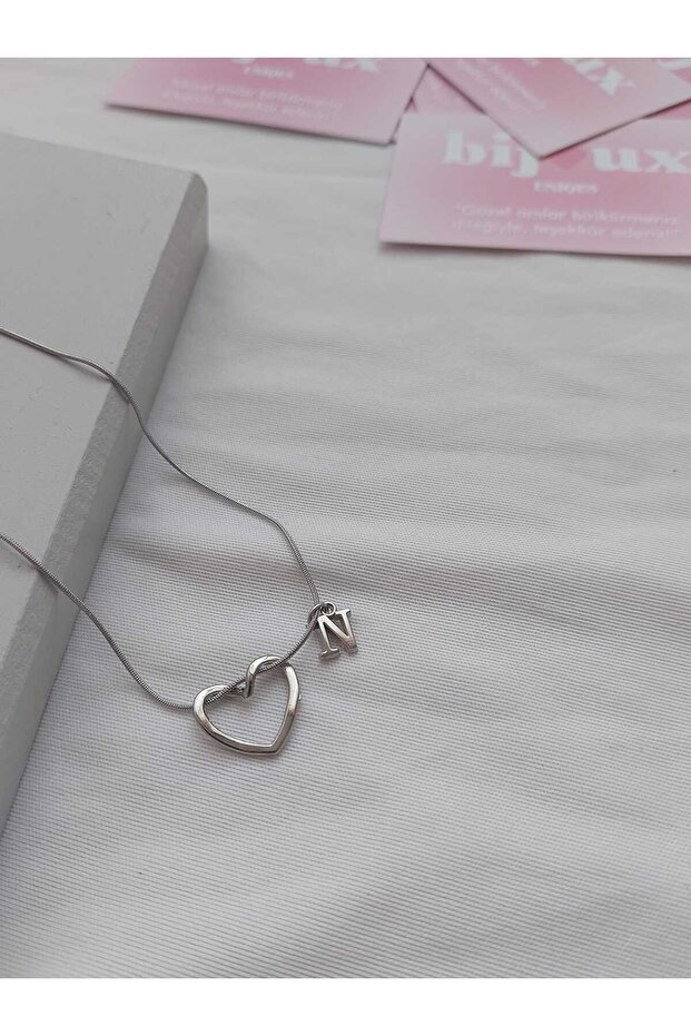 Heart N Letter Steel Necklace