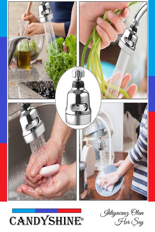 Elal 3 Function 360° Movable Faucet Head Saving Head Chrome - 3