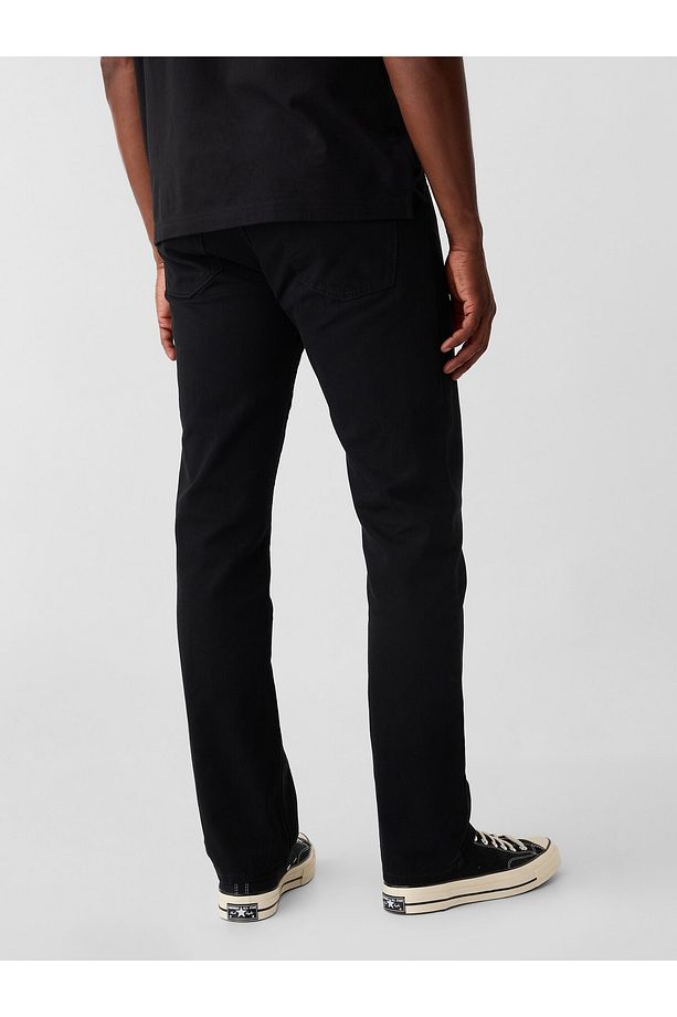 Erkek Siyah Straight Denim Jean Pantolon - 4