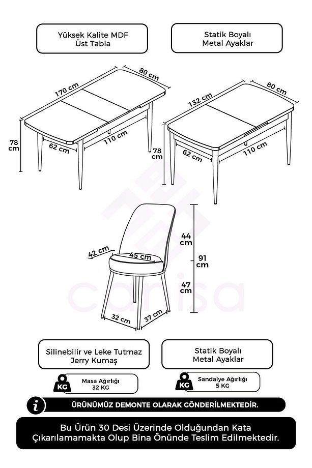 Zen Serisi 80x132 Mdf Açılabilir Siyah Mermer Desen Masa Takımı 4 Zebra Sandalye Ve 1 Siyah Bench - 7