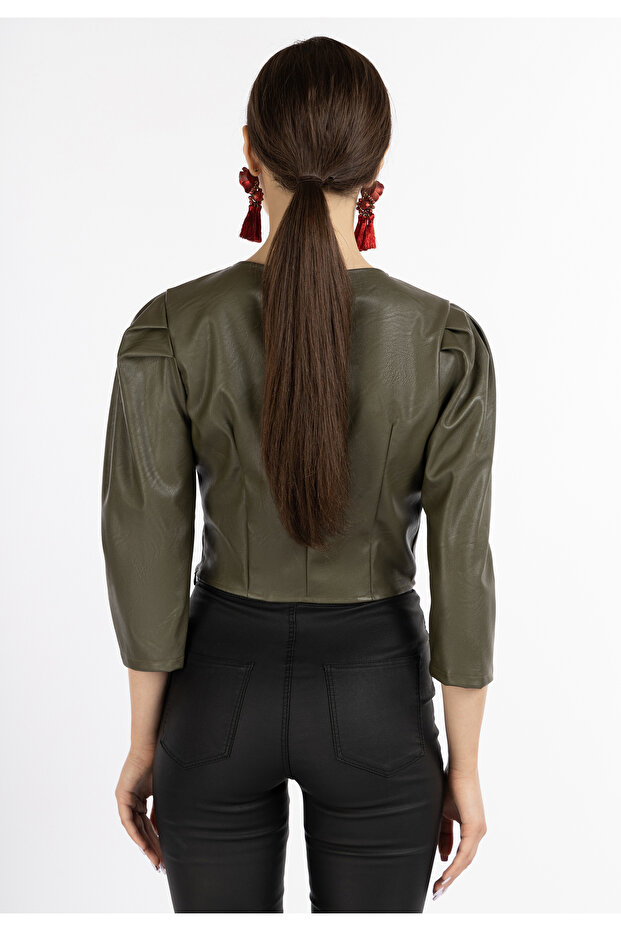 Kunstleder Bluse - 4