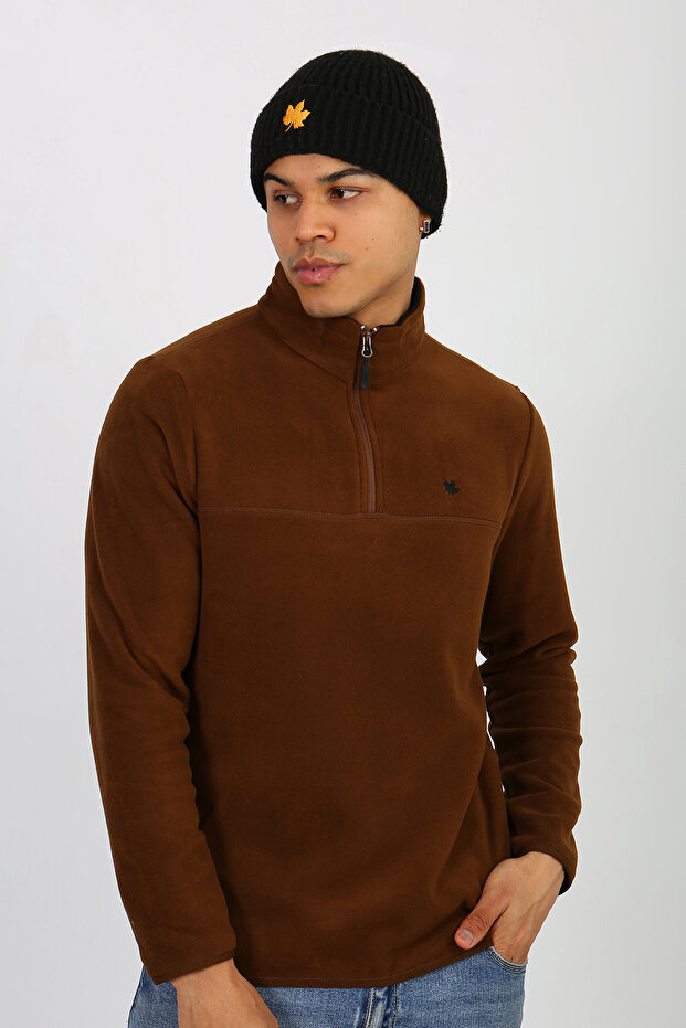 Regular Fit Men's Fleece – Zippered Collar, Non-Pilling, Winter