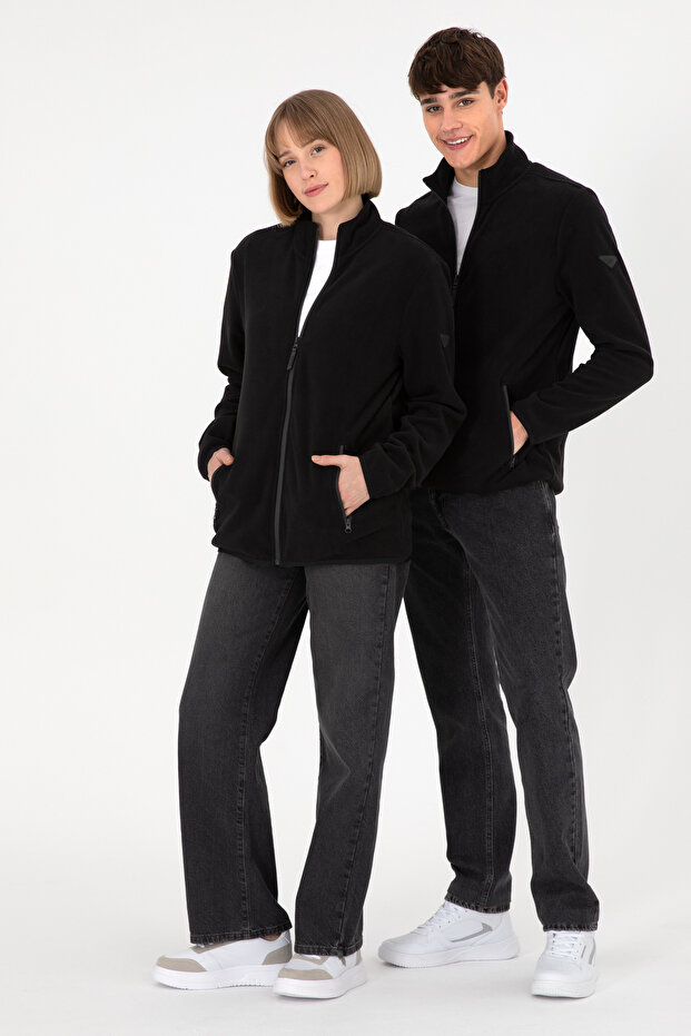 Erkek Siyah Basic Sweeatshirt-VR046 - 1