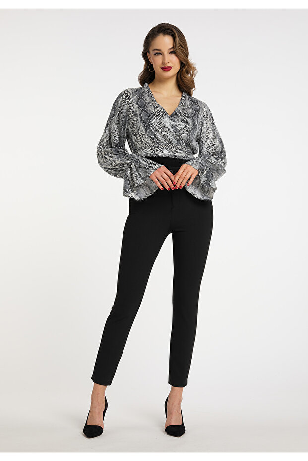 Wickelbluse mit Pailletten - 1