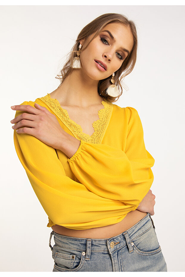 Cropped Bluse langarm - 5