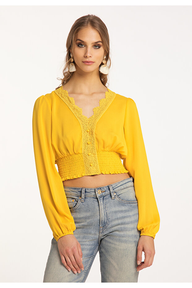 Cropped Bluse langarm - 3