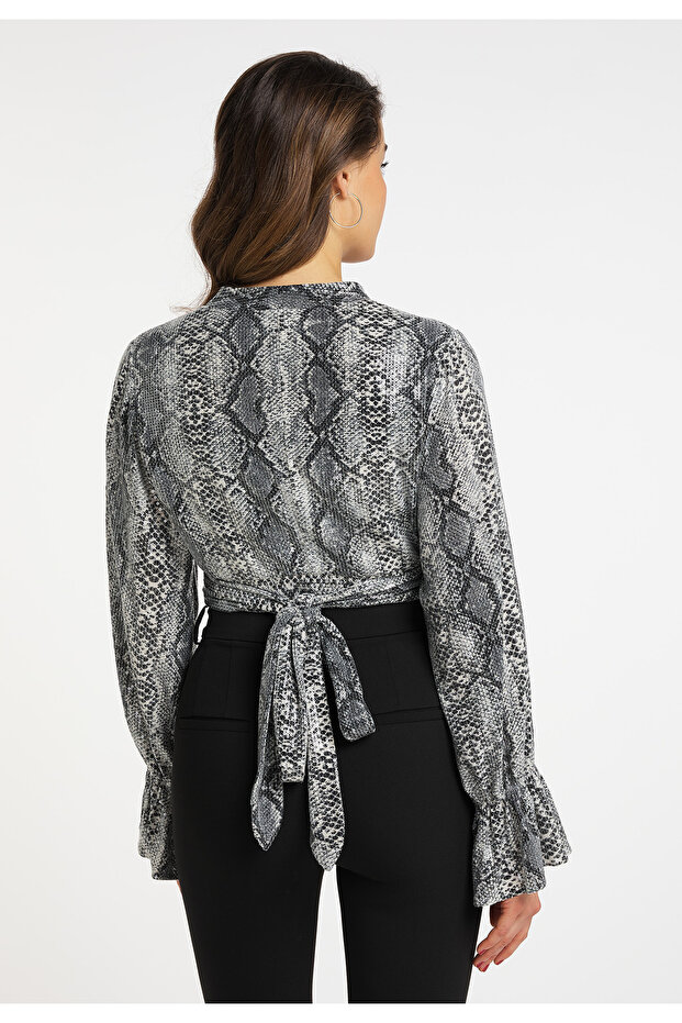 Wickelbluse mit Pailletten - 4