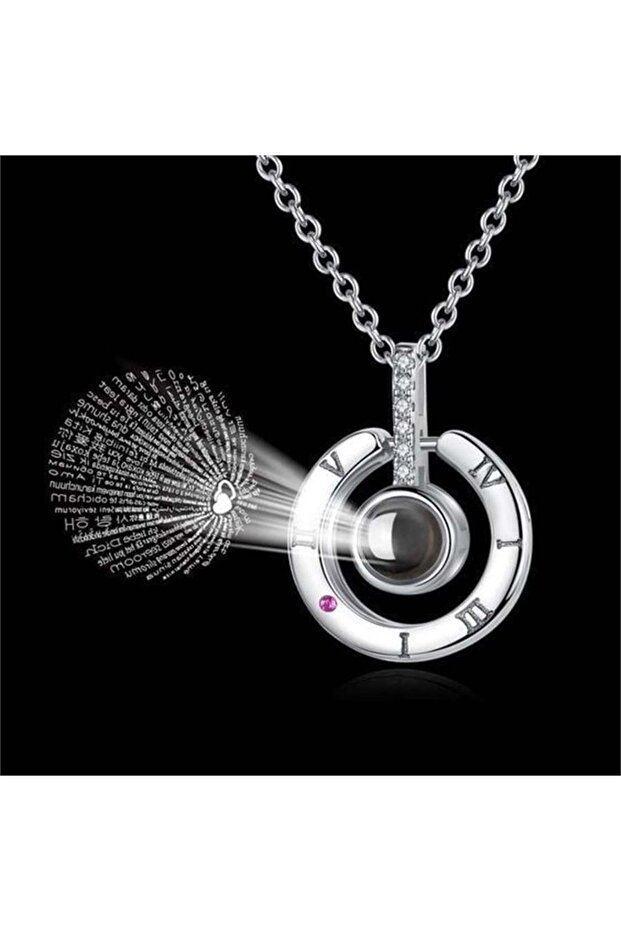 Silver Round I Love You in 100 Languages Necklace