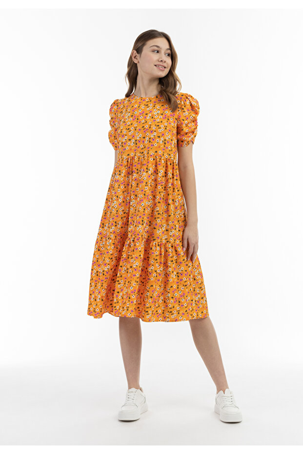 Midi Kurzarmkleid - 4