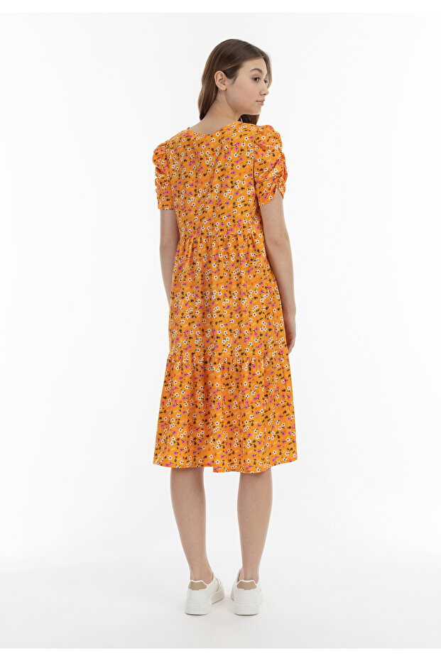 Midi Kurzarmkleid - 2