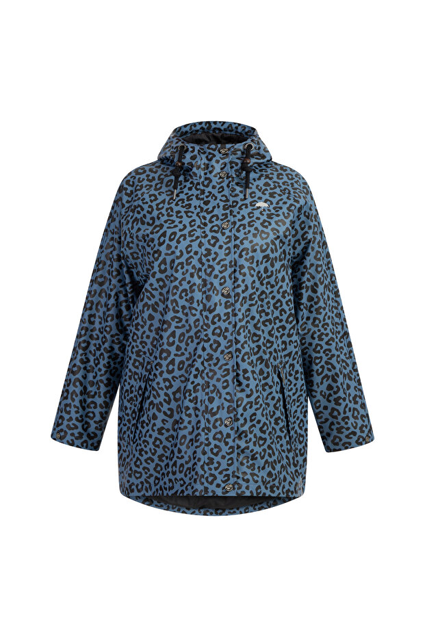 Plus Size Regenmantel mit Leoprint - 2