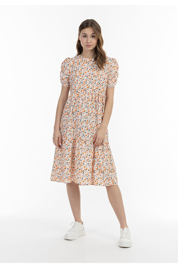 Midi Kurzarmkleid - 1