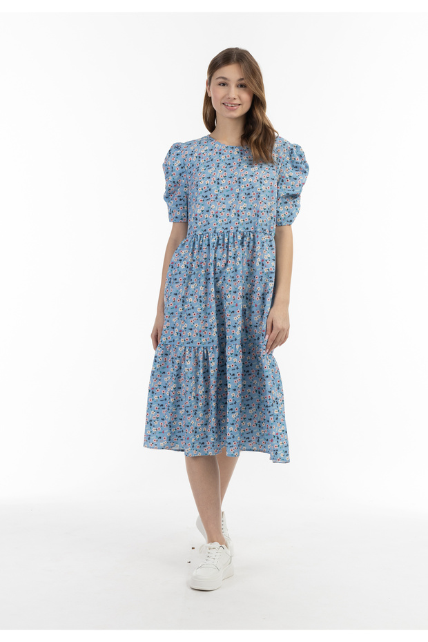 Midi Kurzarmkleid - 1