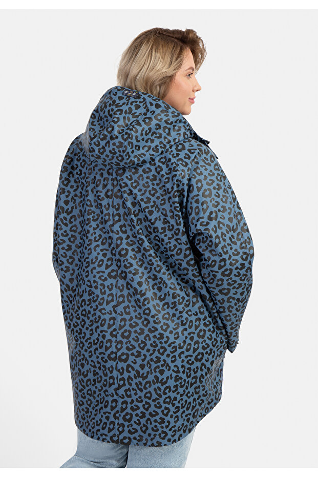 Plus Size Regenmantel mit Leoprint - 4