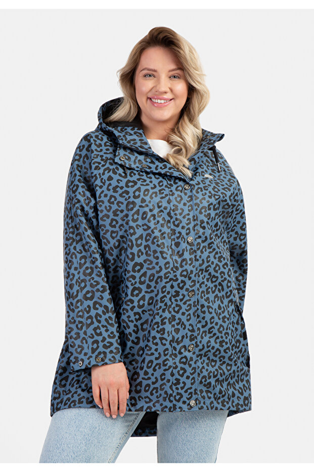Plus Size Regenmantel mit Leoprint - 3