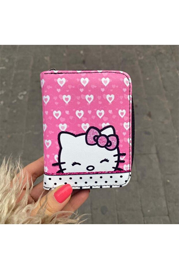 Hello Kitty - Blinking Kalp Kolaj Kısa Cüzdan - 1