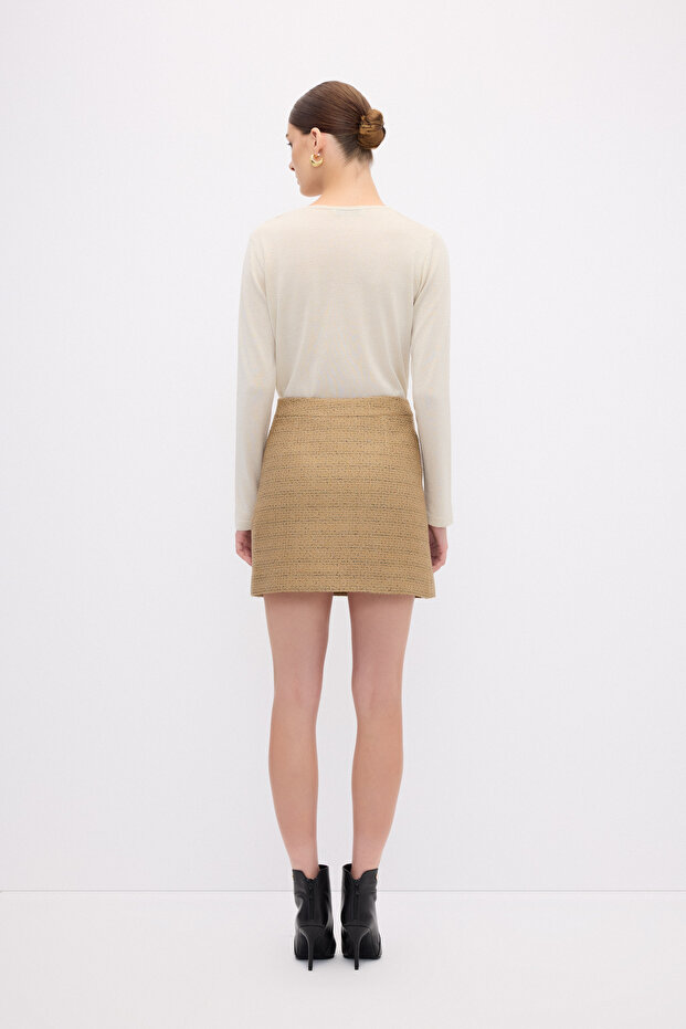 Yırtmaçlı Mini Etek - 7