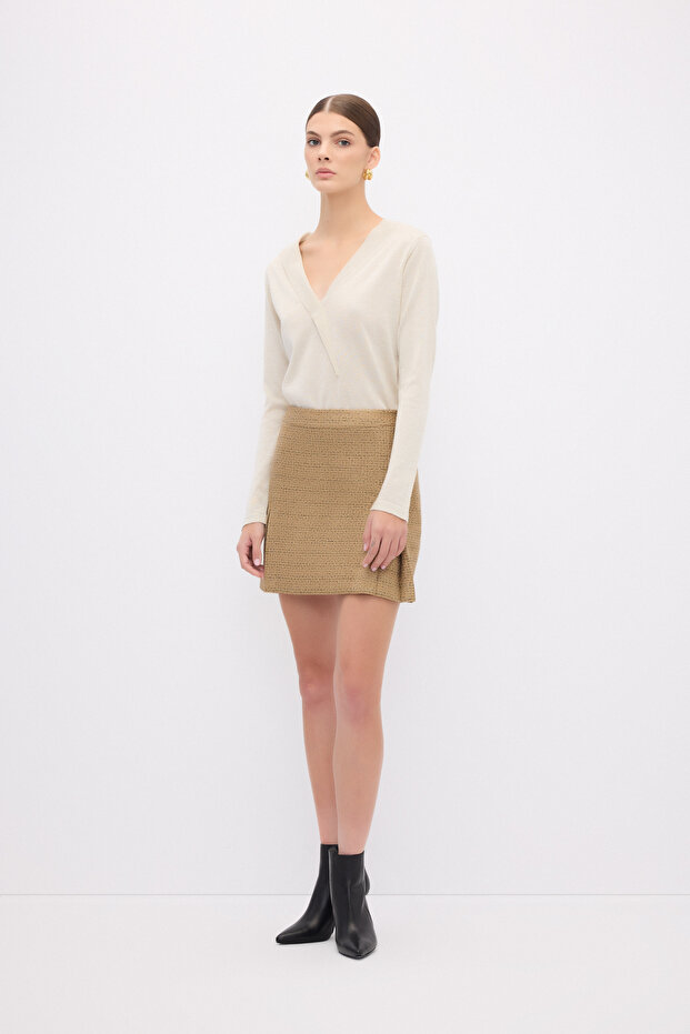 Yırtmaçlı Mini Etek - 6