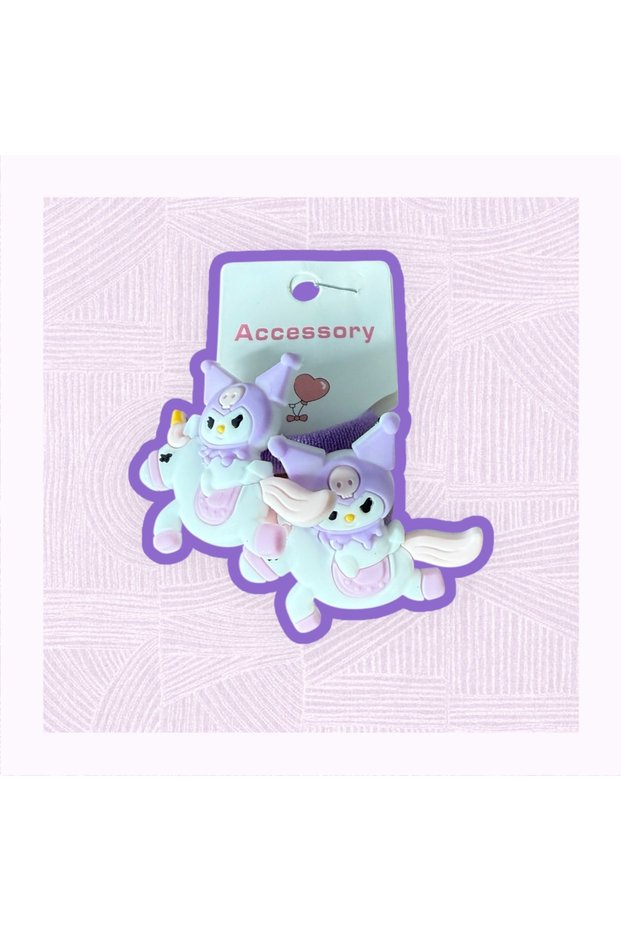Double Double Purple Elastic Girl's Buckle with Unicorn Figure