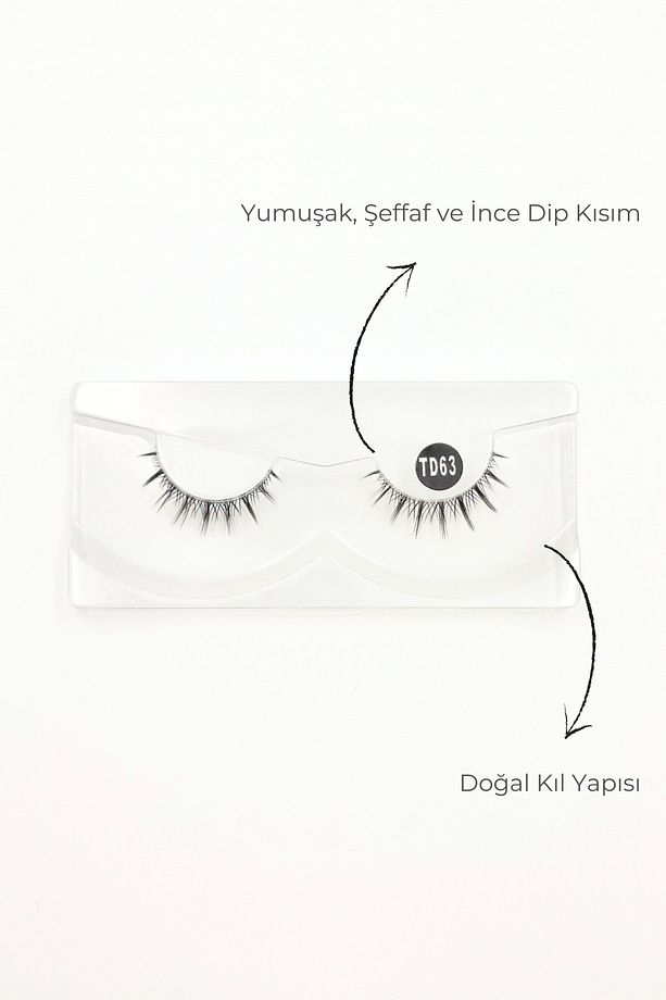 Anime Takma Kirpik - Şeffaf Dip Kısım Tam Boy Doğal İpek Takma Kirpik (1 Çift) No: TD-63 - 4