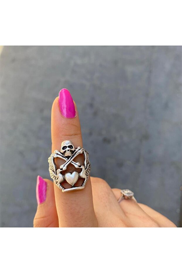 أجنحة القلب الجمجمة حلقة قابلة للتعديل - 2