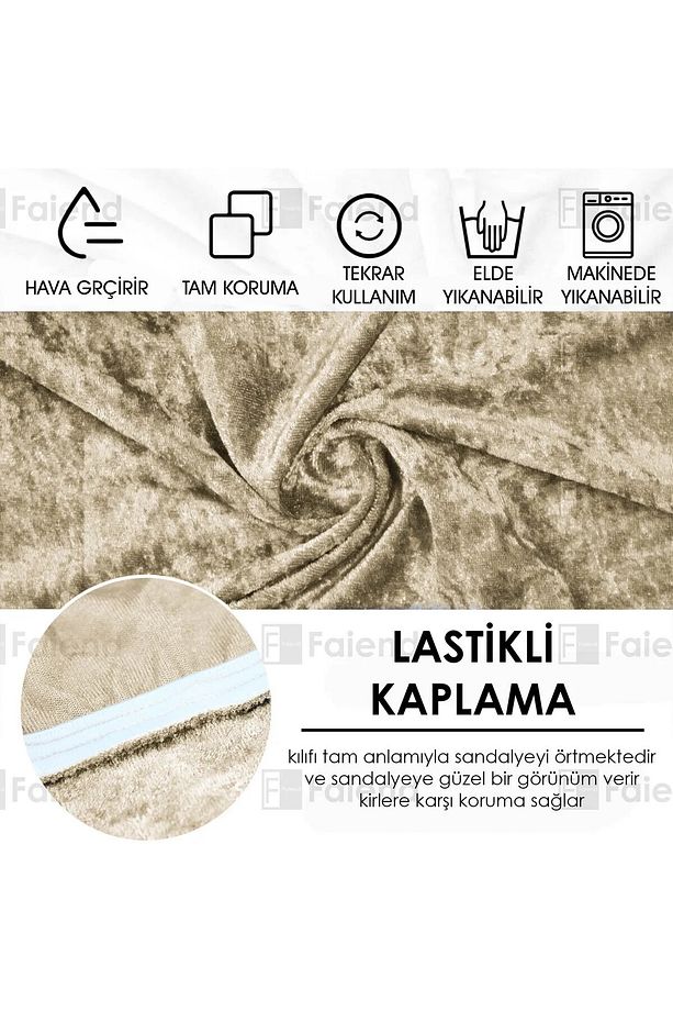 HOME Kadife Sandalye Örtüsü Sandalye Kılıfı Mutfak Sandalye Örtüsü - 3
