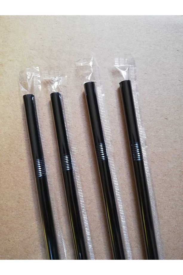 Siyah Pipet 50'li 2 Paket Jelatinli Sargılı Pipet Frozen Körüklü Pipet - 6