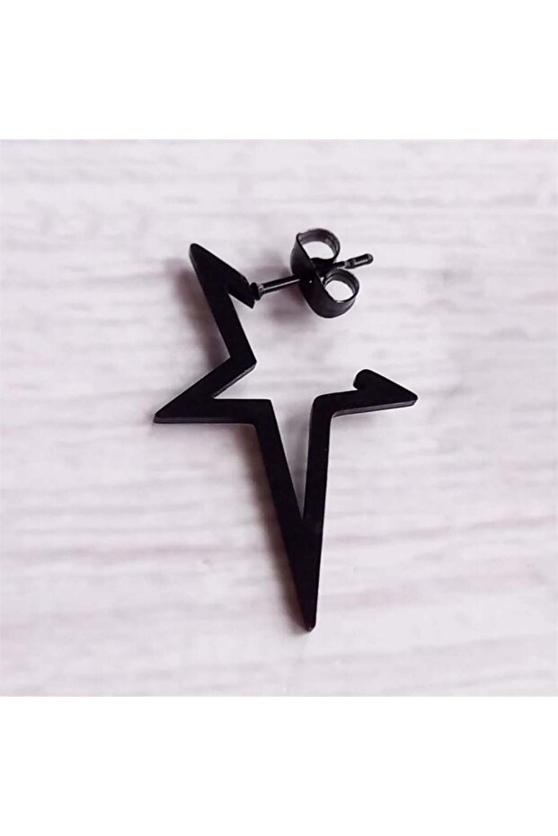 أقراط كوميت ستار واحدة باللون الأسود - 1