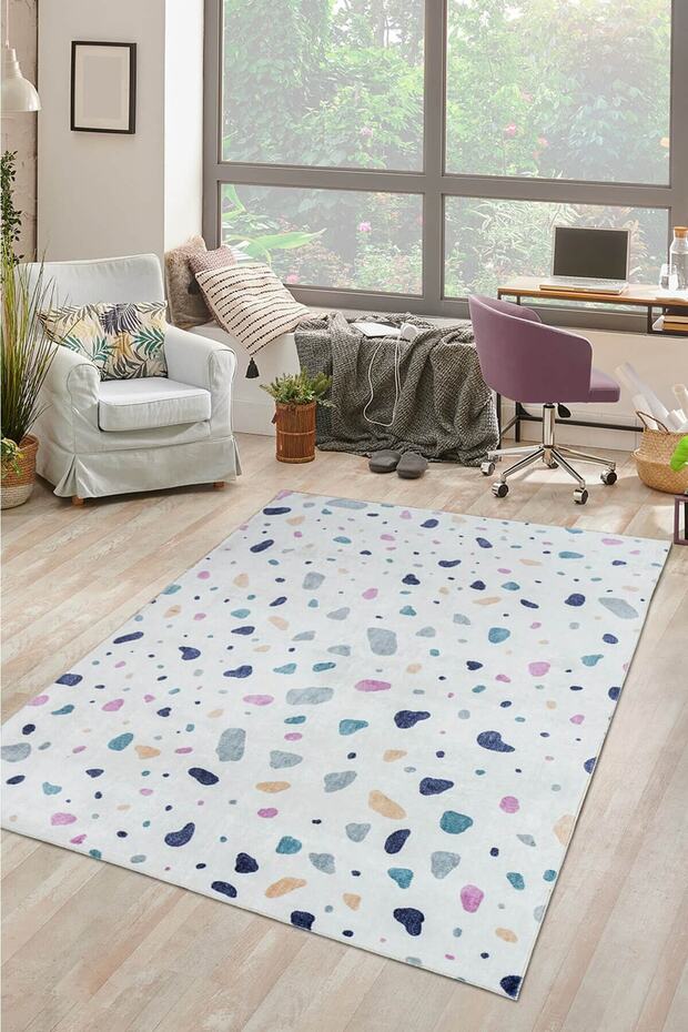 Fuga Yumuşak Dokulu Beyaz Modern Desenli Halı KA 07 - 2
