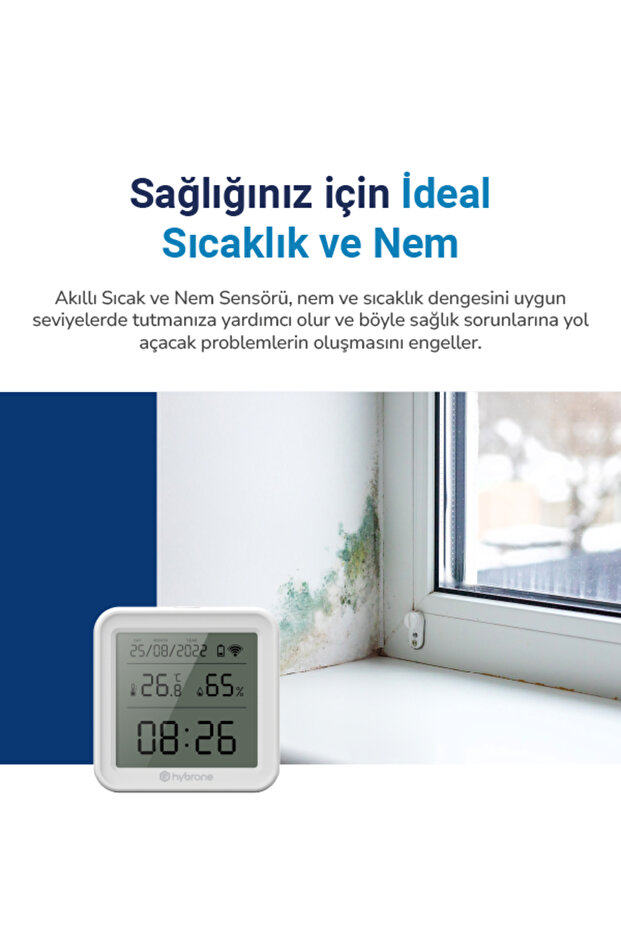 Akıllı Wi-fi Lcd Ekranlı Sıcaklık Ve Nem Sensörü, Uygulama Üzerinden Anında Bildirim - 5