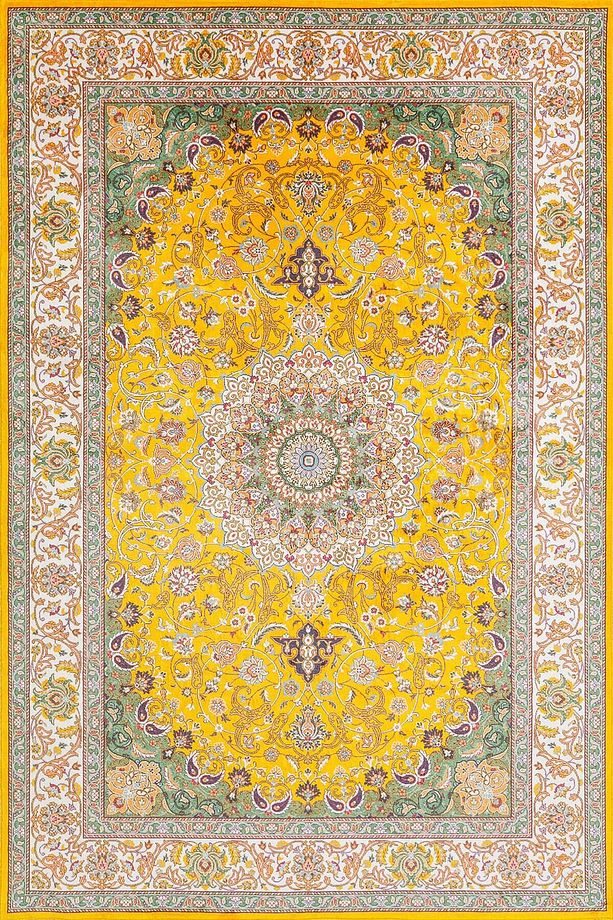 Fuga Yumuşak Dokulu Sarı Klasik Desenli Halı (KA 17) - 1