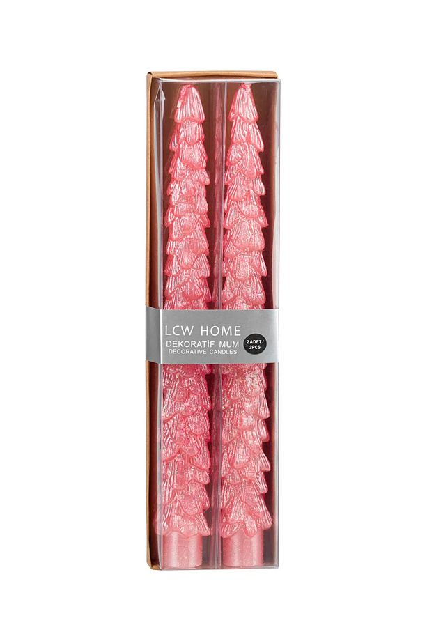 LCW HOME Pembe Çam Ağacı Figürlü Dekoratif Mum 2'li 26 Cm - 4