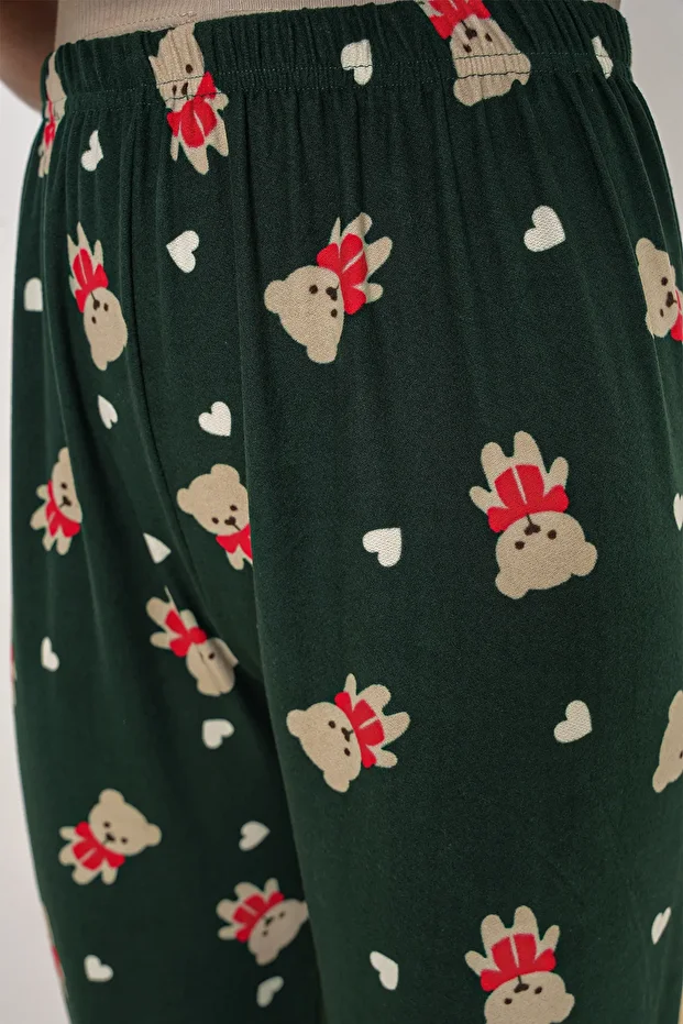 4323 Desenli Pijama Altı - A. Zümrüt Yeşili - 6