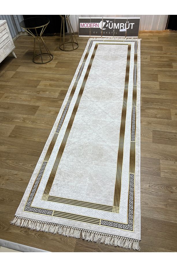 Dijital Baskılı Makinede Yıkanabilir Dot Taban Yatak Odası Seti Talia Krem - 4