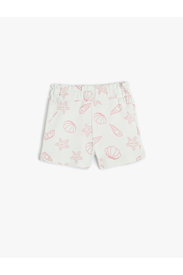 Shorts with Pockets, Elastic Waist, Shell Printed Cotton