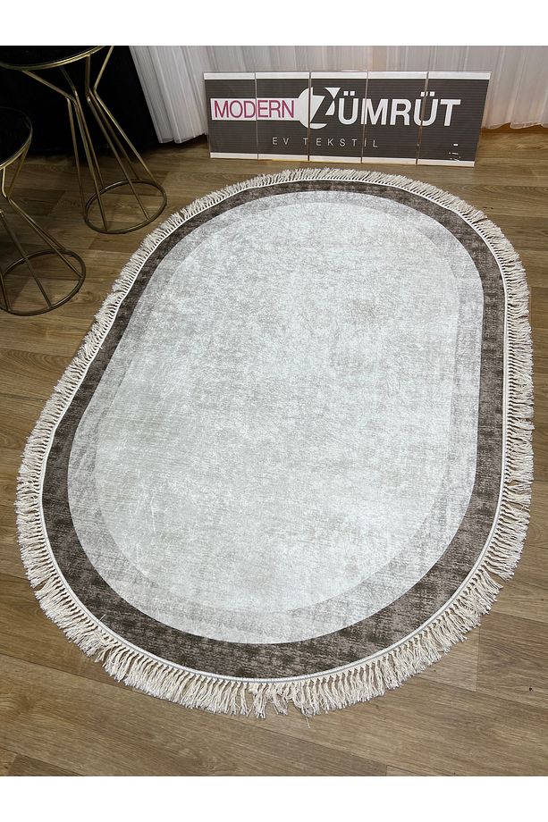 Dijital Baskılı Makinede Yıkanabilir Dot Taban Halı Sahra Kahve - 5